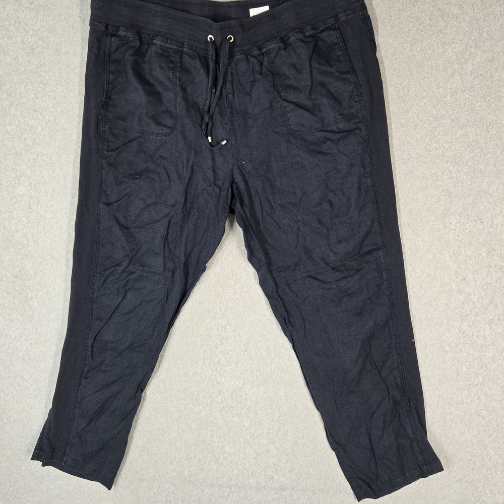 Tommy Hilfiger Women Pants 20W Navy Blue Cotton Linen Sweatpants Casual Jogger